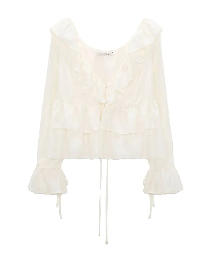 Dorothee Schumacher Damen Seidenbluse PLAYFUL VOLUMES Offwhite