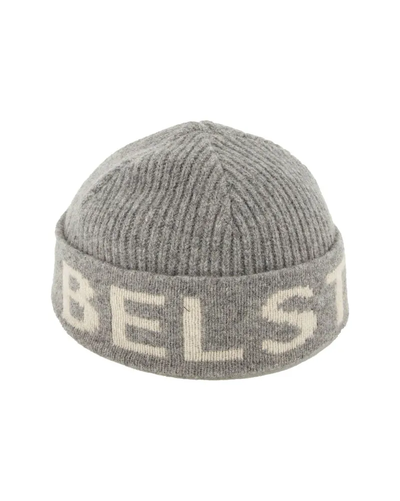 Belstaff Herren Strickmütze aus Wolle BRANDED HAT Grau