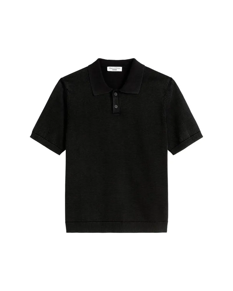 Marc O'Polo Herren Strickpoloshirt aus Baumwolle Schwarz