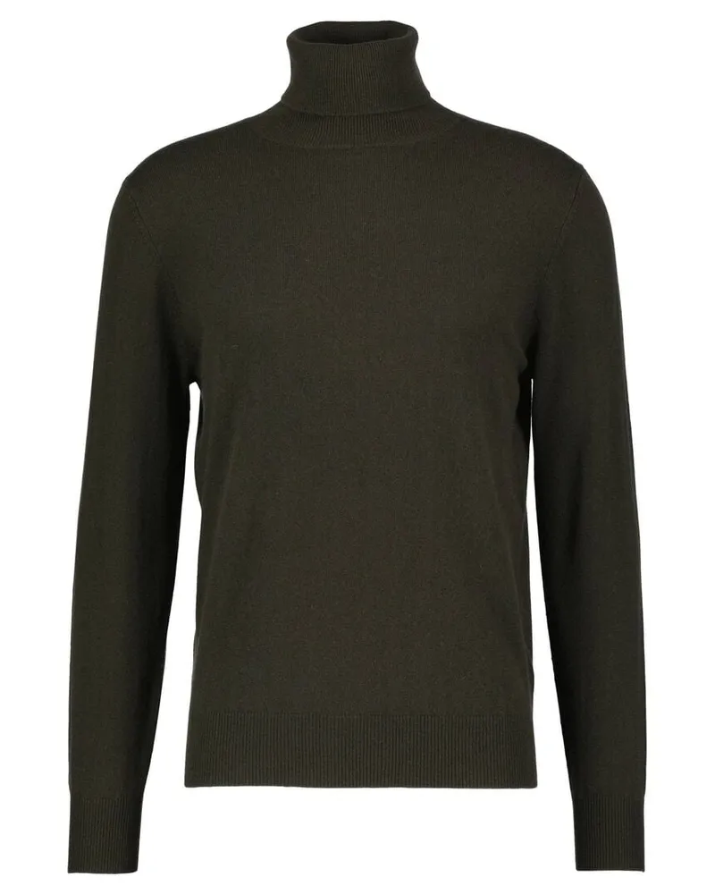 ALLUDE Herren Kaschmirpullover mit Rollkragen Oliv