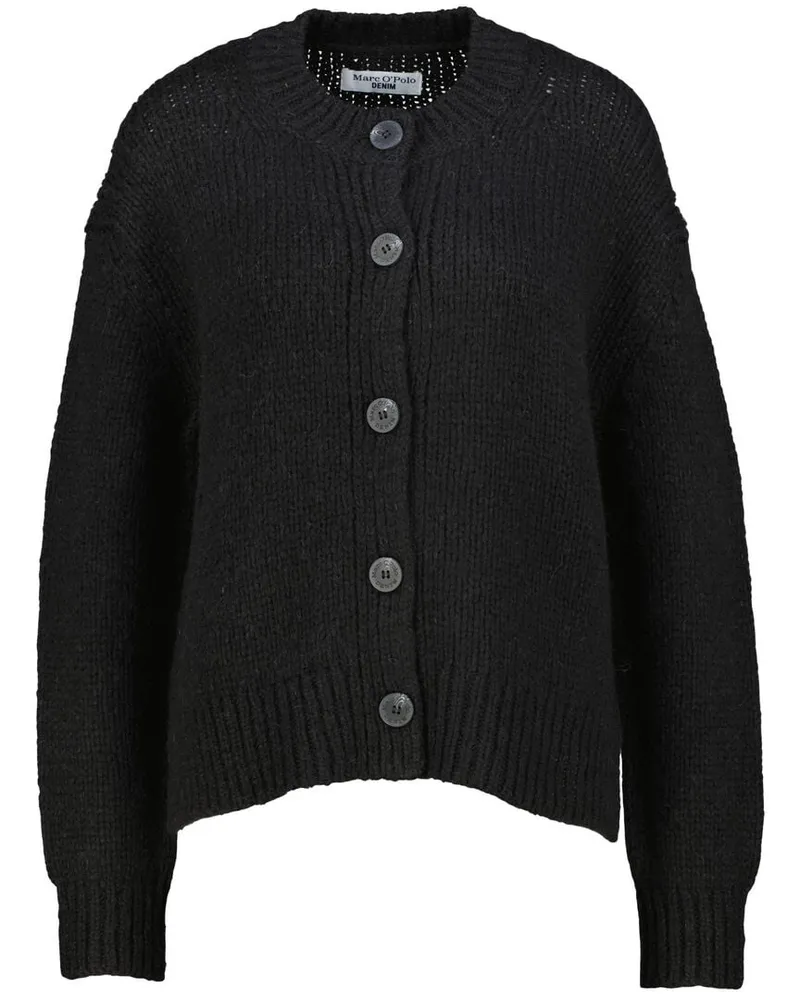 Marc O'Polo Damen Strickjacke mit Schurwolle und Alpaka Loose Fit Schwarz