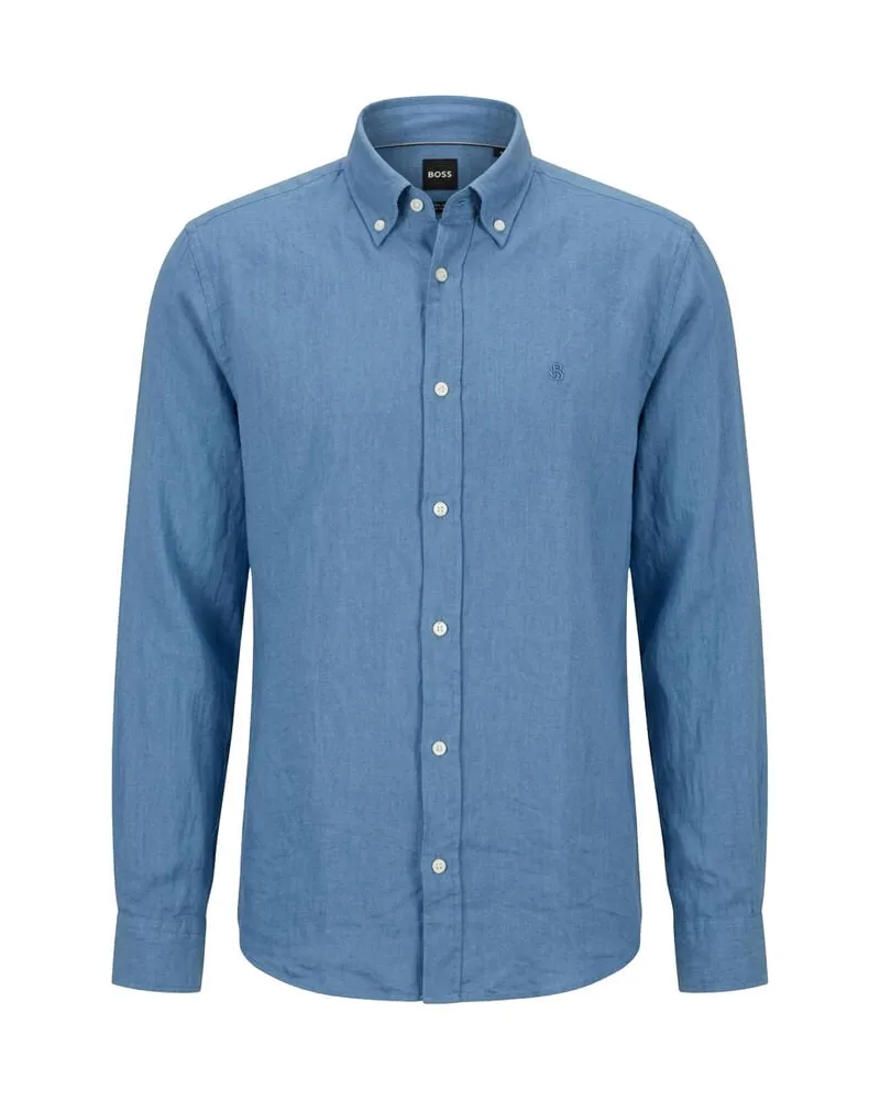 HUGO BOSS Herren Hemd H-LIAM Regular Fit Blau