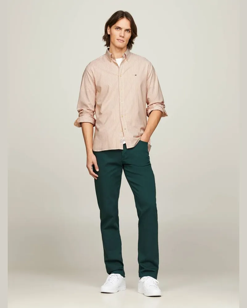 Tommy Hilfiger Herren Hemd 1985 FLEX OXFORD STRIPE RF SHIRT Regular Fit Langarm Flamingo
