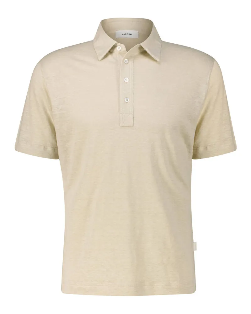 LARDINI Herren Strickpolo aus Leinen Sand
