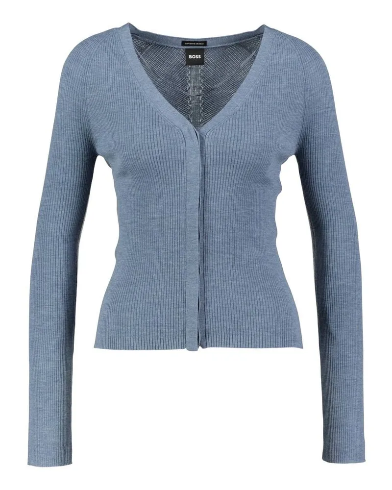 HUGO BOSS Damen Strickjacke aus Merinowolle FRIVA Blau
