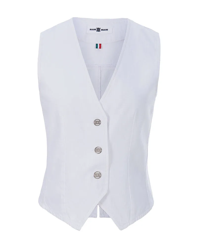 Riani Damen Weste aus Denim Weiss