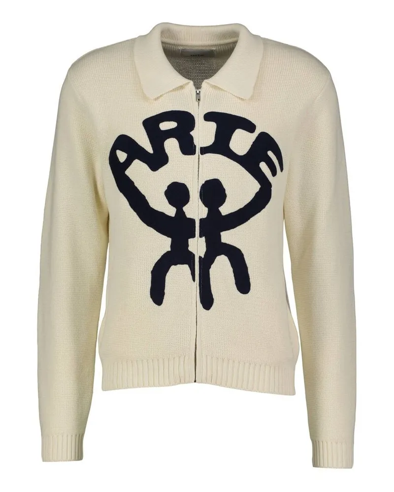 Arte Antwerp Herren Strickjacke aus Baumwolle ALL TOGETHER Offwhite