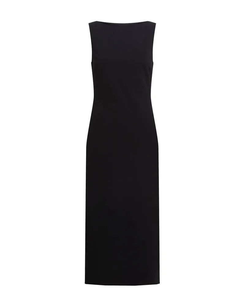 Calvin Klein Damen Midikleid SCUBA CREPE MIDI SLASH DRESS Schwarz