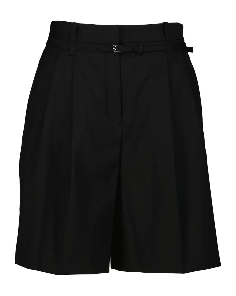 HUGO BOSS Damen Bundfalten-Shorts TALEDA Regular Fit Schwarz