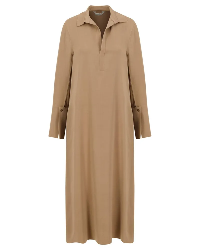 Max Mara Damen Kleid aus Seiden-Mix OSSOLA Camel