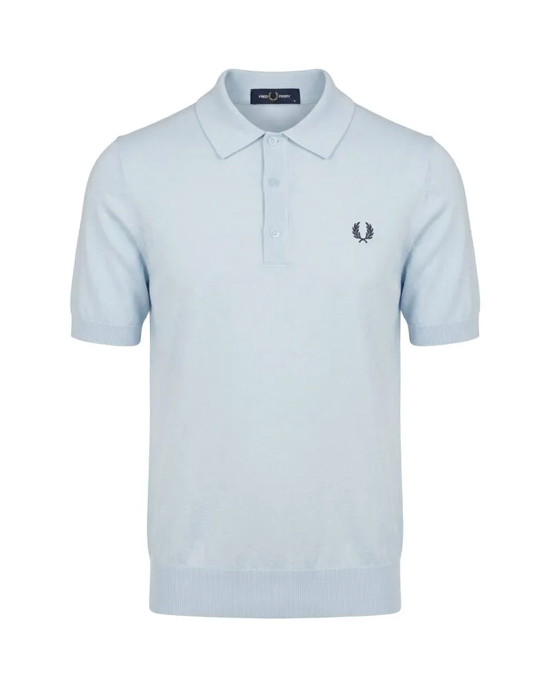 Fred Perry Herren Strickpoloshirt aus Baumwolle COTTON KNITTED SHIRT Eis