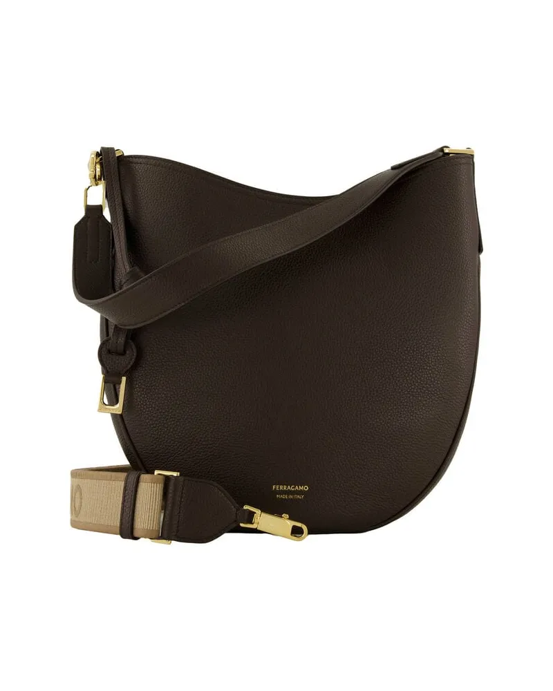 Ferragamo Damen Schultertasche SMILE HOBO M Braun