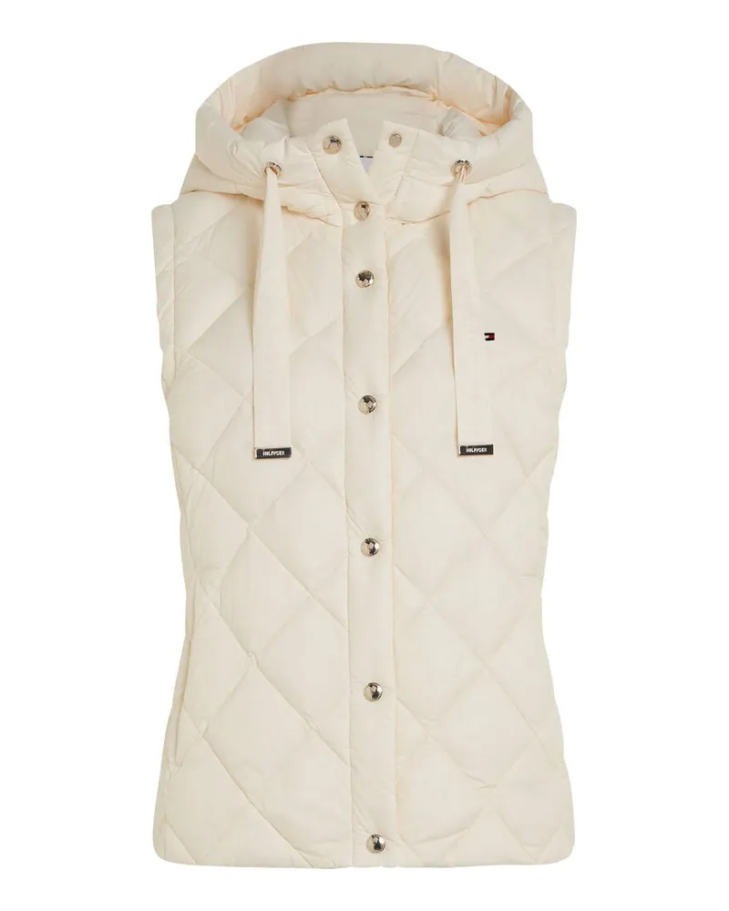 Tommy Hilfiger Damen Daunenweste mit Kapuze CLASSIC LW DOWN QUILTED VEST Offwhite