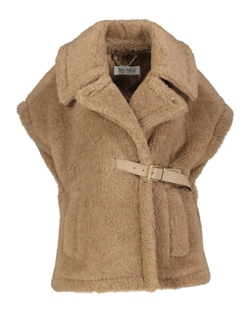 Max Mara Damen Weste aus Alpaka-Kaschmir-Teddy-Stoff Sand