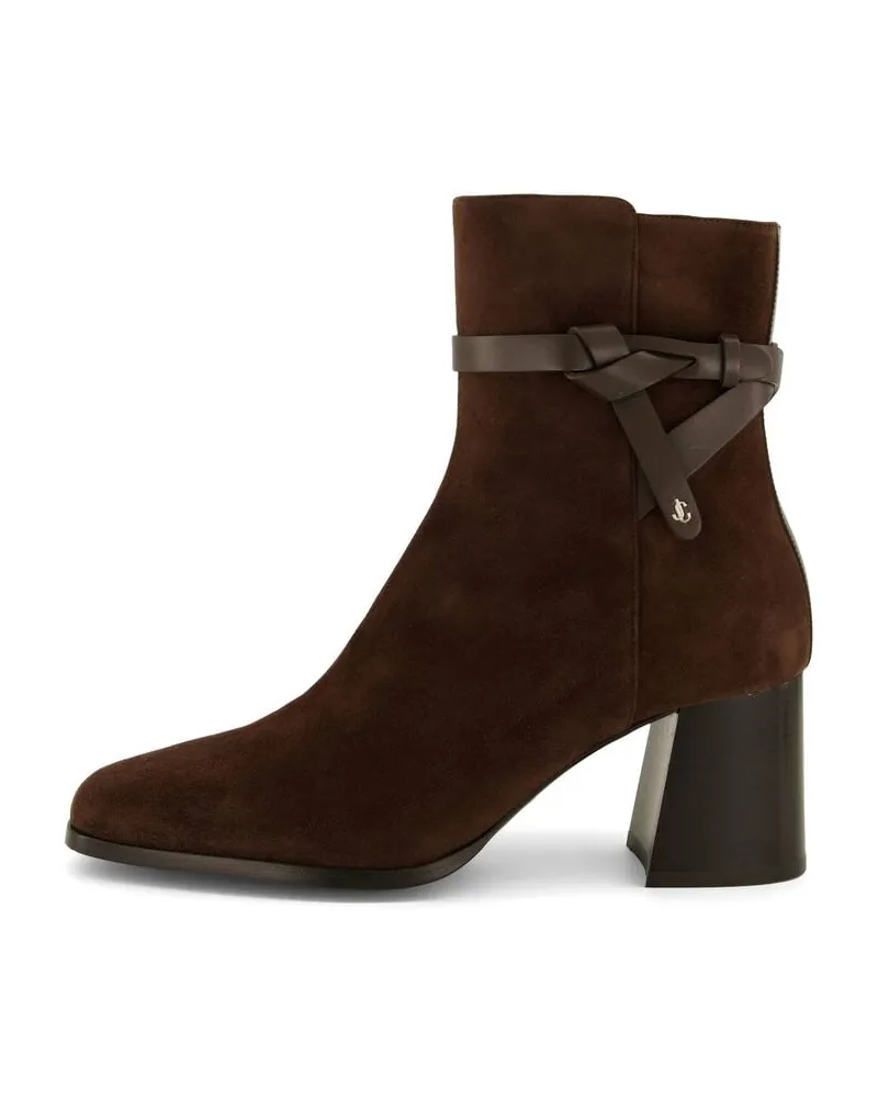Jimmy Choo Damen Stiefeletten aus Wildleder LAWTON ANKLE BOOT 65 Braun
