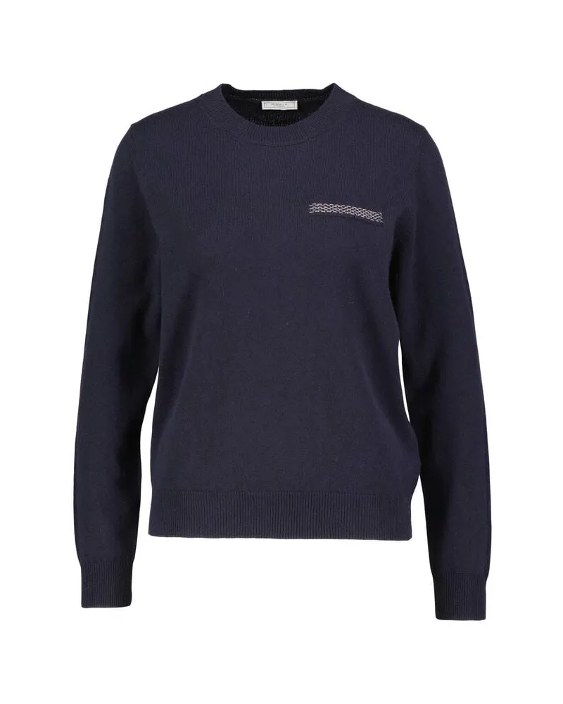 Peserico Damen Strickpullover Schurwolle-Seide-Kaschmir-Mix Marine