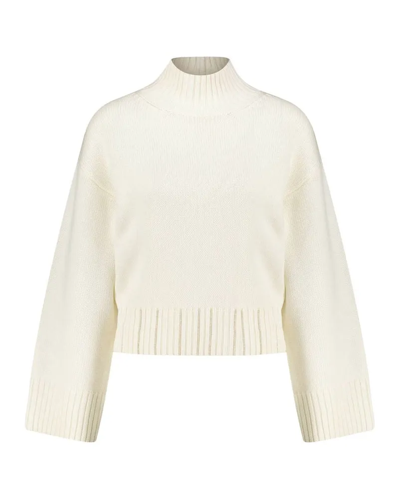 Fabiana Filippi Damen Strickpullover aus Wolle Cropped Fit Weiss