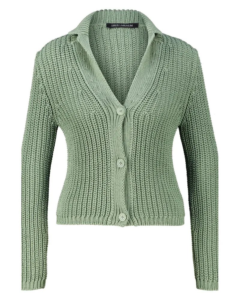 Iris von Arnim Damen Strickjacke mit Reverskragen NIKA Khaki