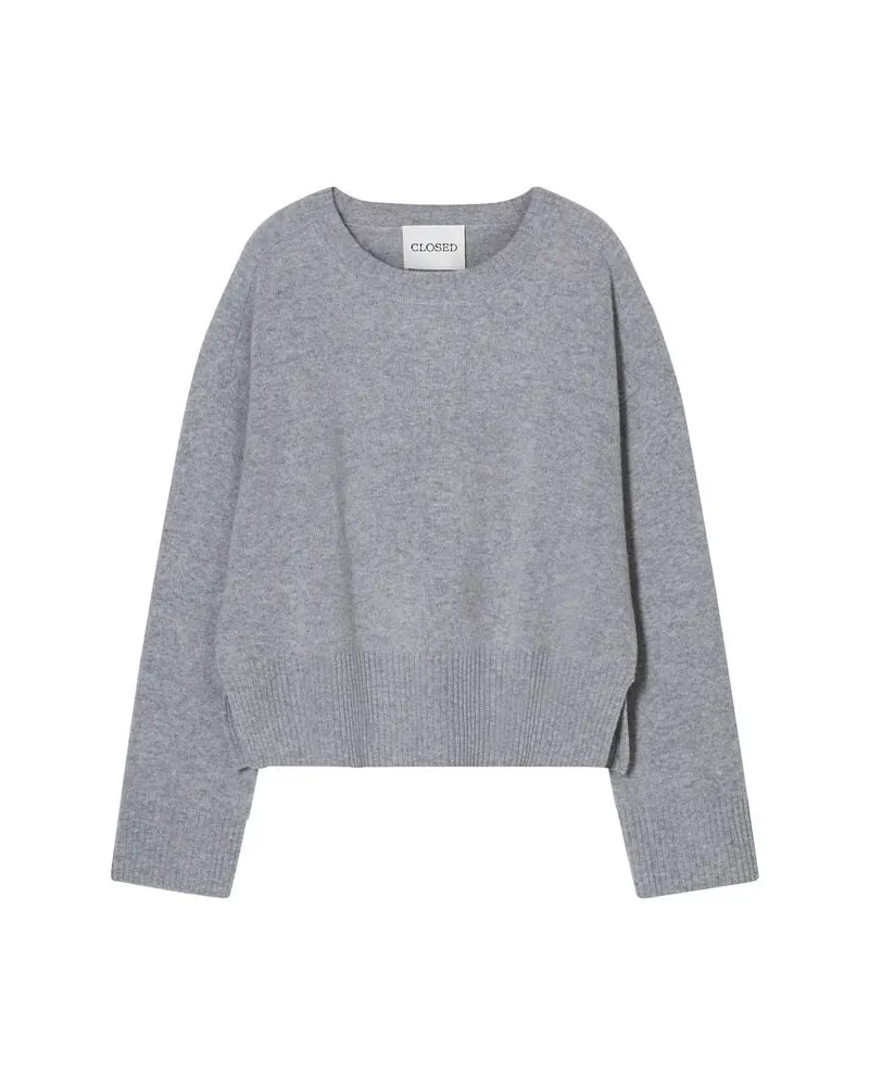 Closed Damen Strickpullover aus Merinowolle Grau