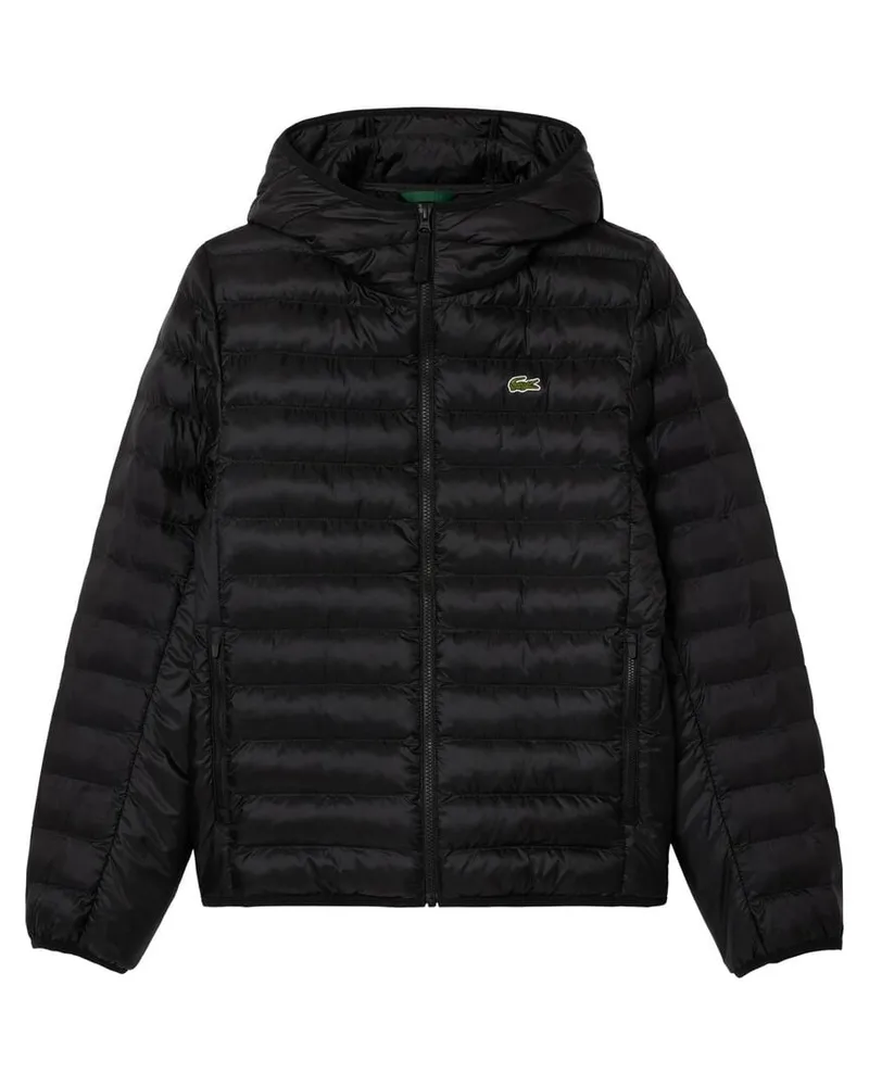 Lacoste Herren Steppjacke mit Kapuze wasserabweisend Schwarz