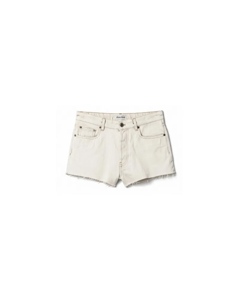 Miu Miu Damen Shorts aus Denim Offwhite