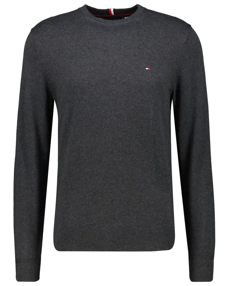 Tommy Hilfiger Herren Strickpullover Rundhals Baumwolle/Kaschmir Regular Fit Anthrazit