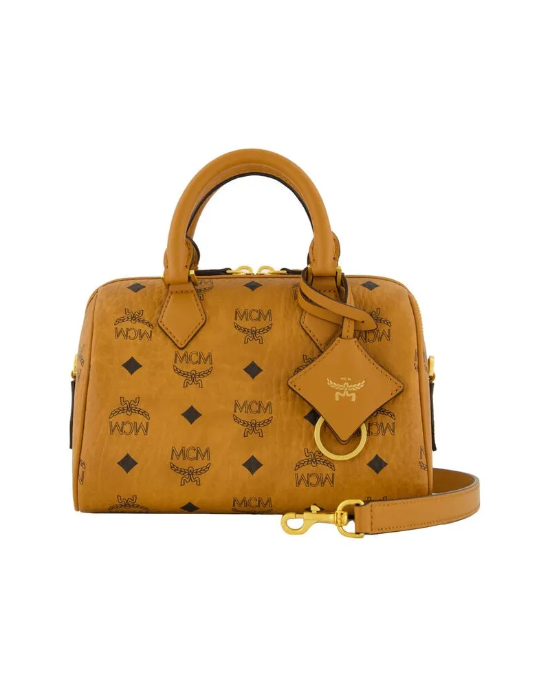 MCM Damen Henkeltasche aus Leder ELLA BOSTON Cognac