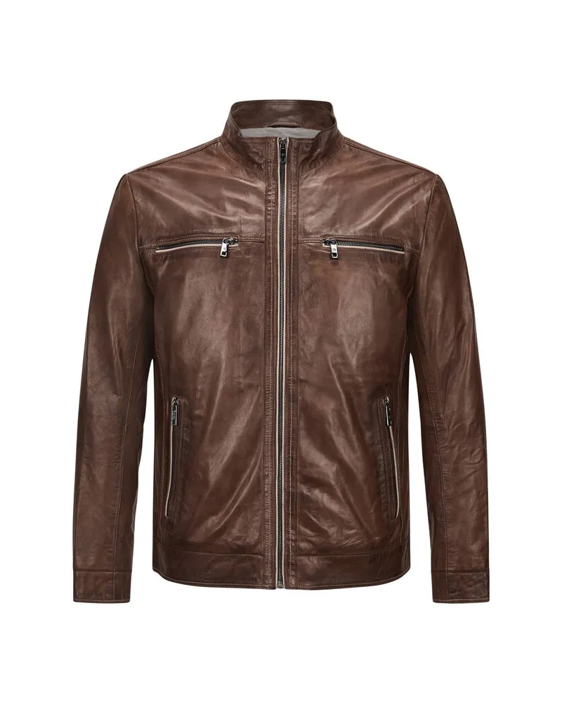 Milestone Herren Lederjacke MSETHAN Braun