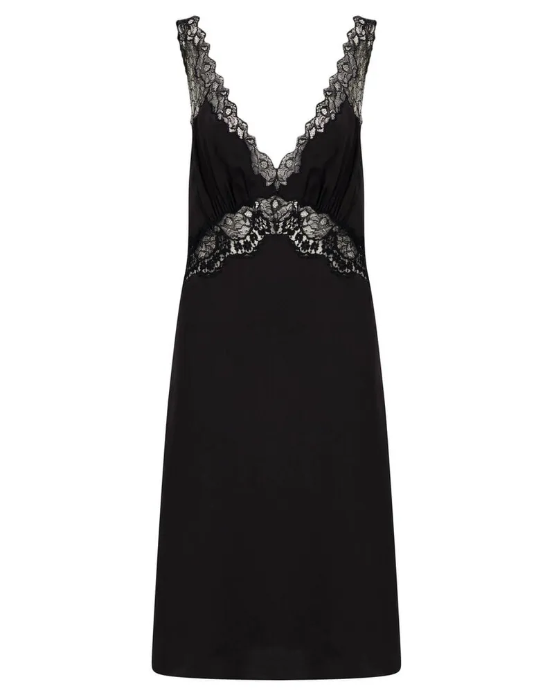 Saint Laurent Damen Seidenkleid Schwarz