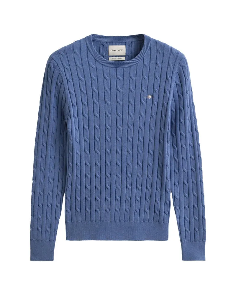 Gant Damen Strickpullover mit Zopfmuster Slim Fit Grau