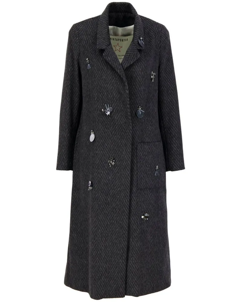 SHIRTAPORTER Damen Wintermantel mit Wolle Anthrazit