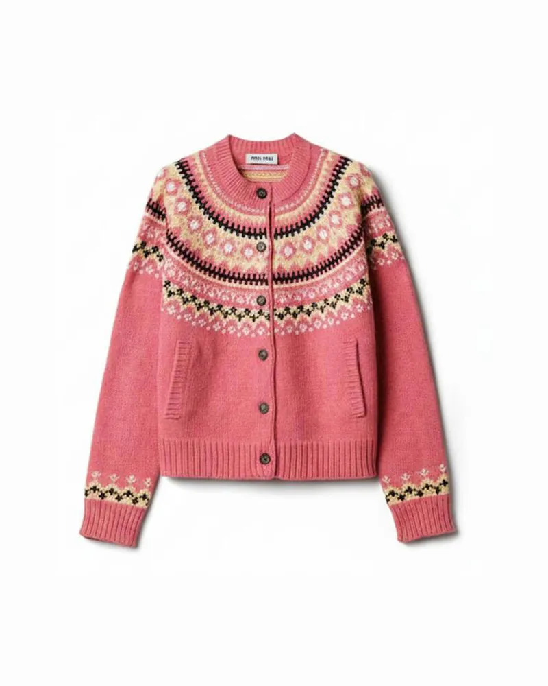 Miu Miu Damen Strickjacke aus Wolle Pink