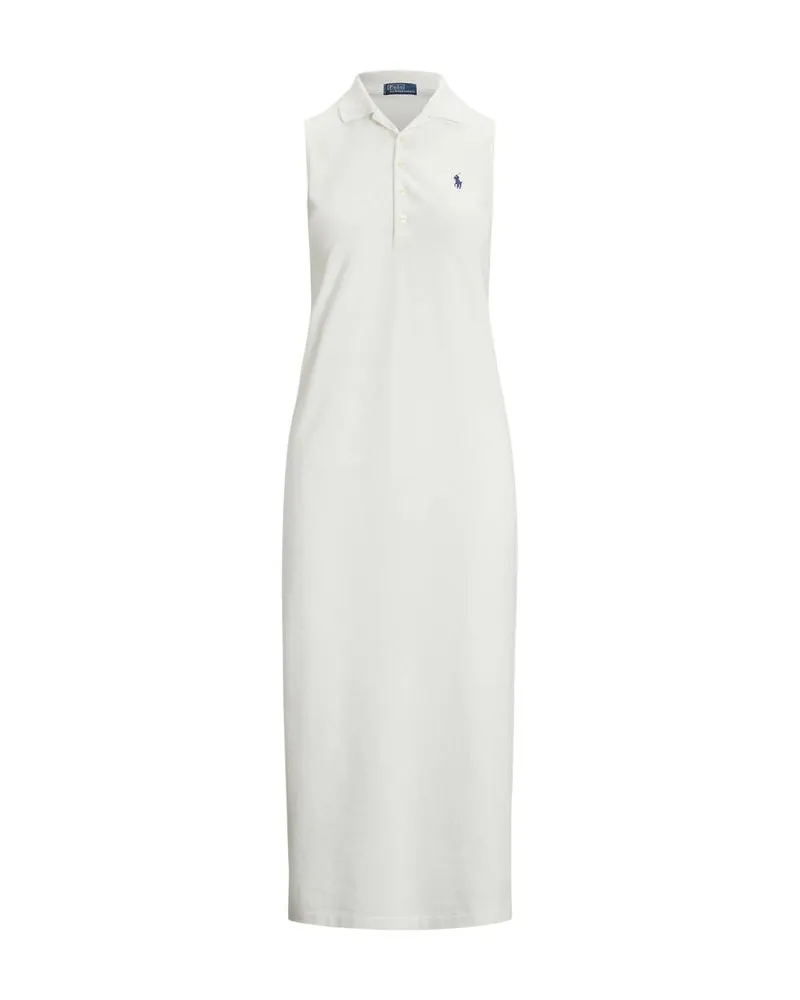 Ralph Lauren Damen Polokleid aus Stretch-Baumwolle Weiss