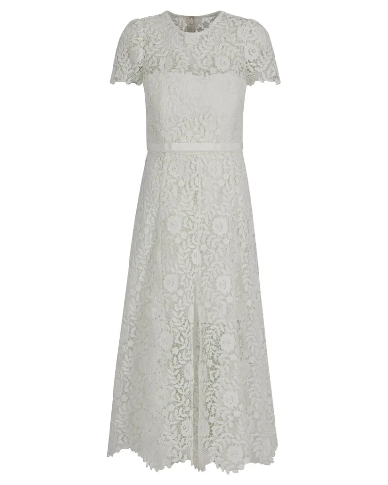 Self-Portrait Damen Sommerkleid WHITE ROSE LACE Weiss