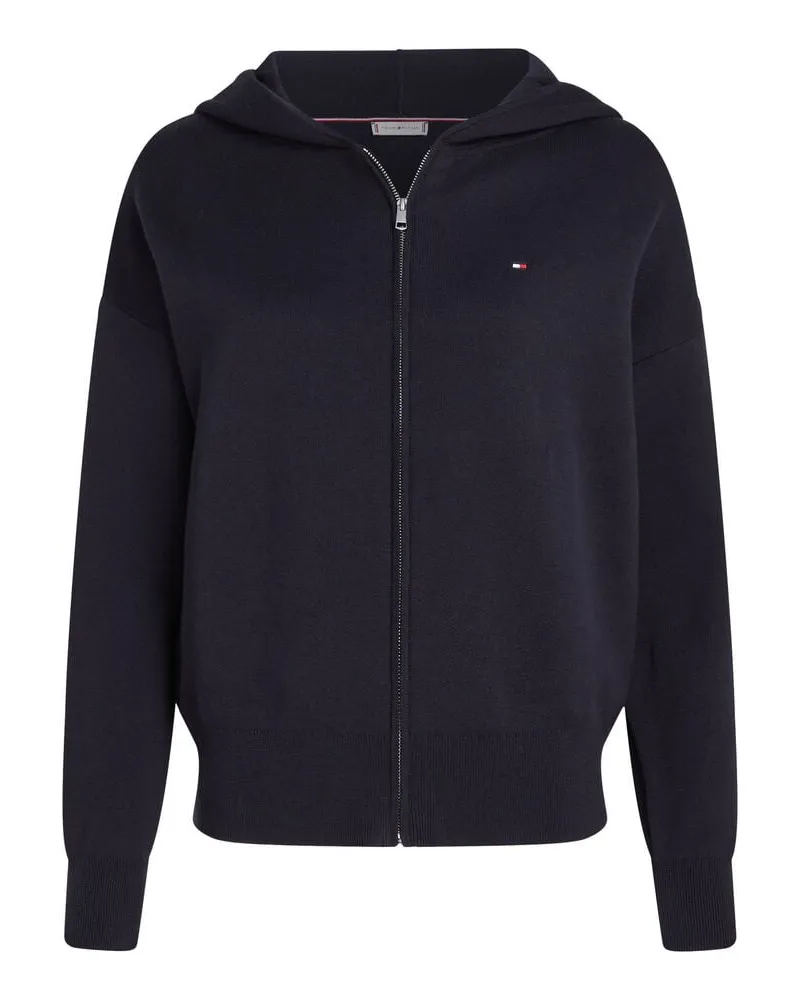 Tommy Hilfiger Damen Sweatjacke aus Baumwolle CO JERSEY STITCH Relaxed Fit Marine