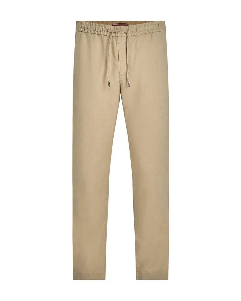 Tommy Hilfiger Herren Chinohose mit Leinen HARLEM SORONA LINEN Relaxed Tapered Fit Camel