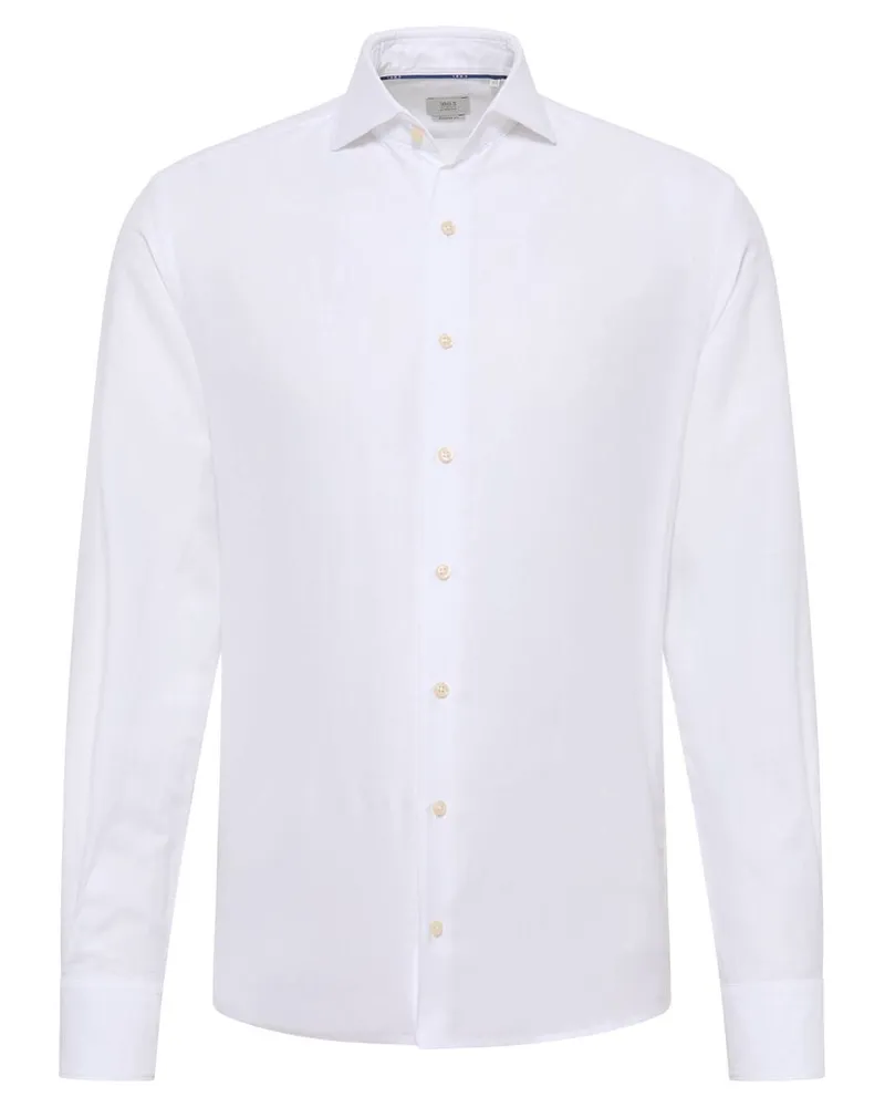 Eterna Herren Hemd aus Baumwoll-Leinen-Mischung Modern Fit Weiss