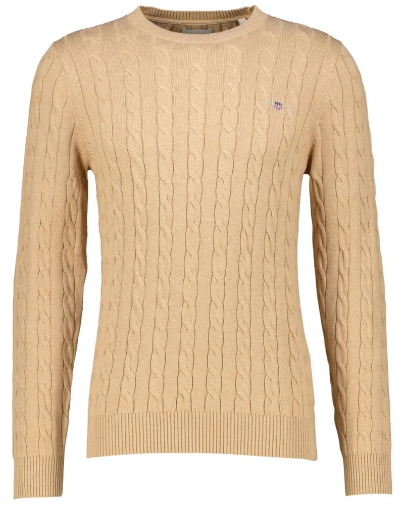 Gant Herren Strickpullover COTTON CABLE NECK Khaki
