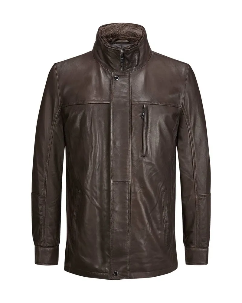 Milestone Herren Lederjacke MSBERNARDO aus Leder Braun