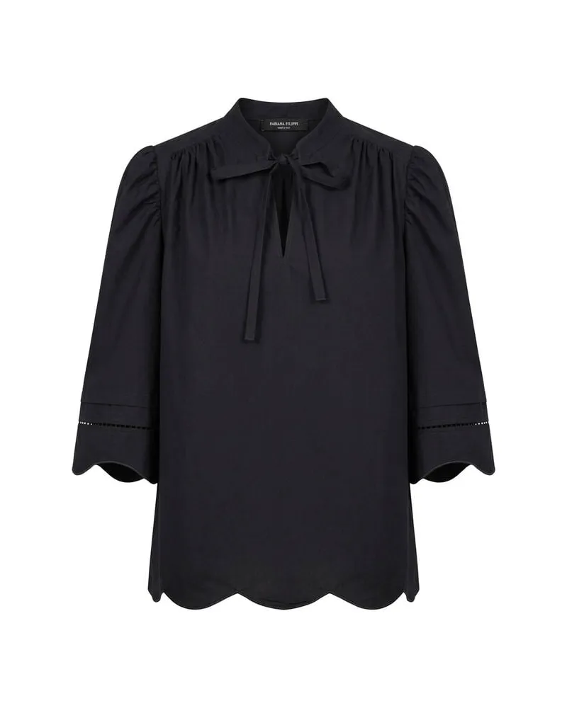 Fabiana Filippi Damen Bluse aus Baumwollpopeline Marine