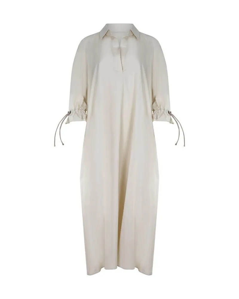 Max Mara Damen Midikleid aus Baumwolle Beige