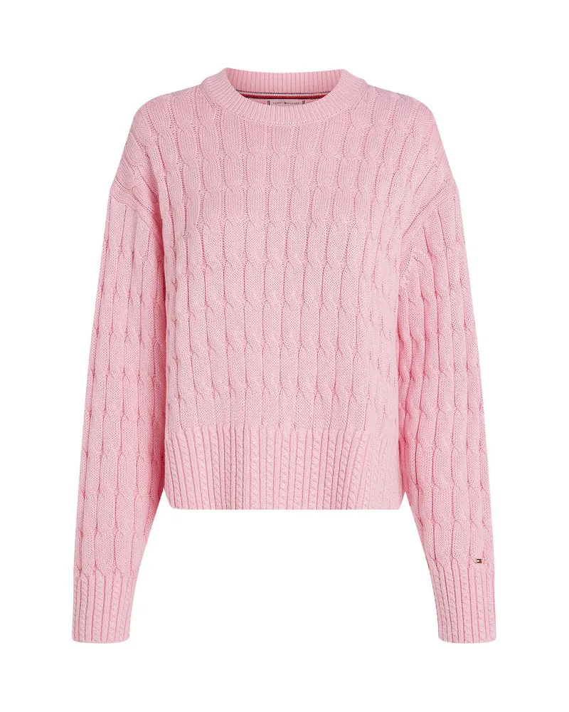 Tommy Hilfiger Damen Strickpullover SOFT COTTON CABLE Pink