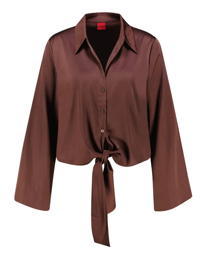 HUGO BOSS Damen Satinbluse ERRIKA Braun