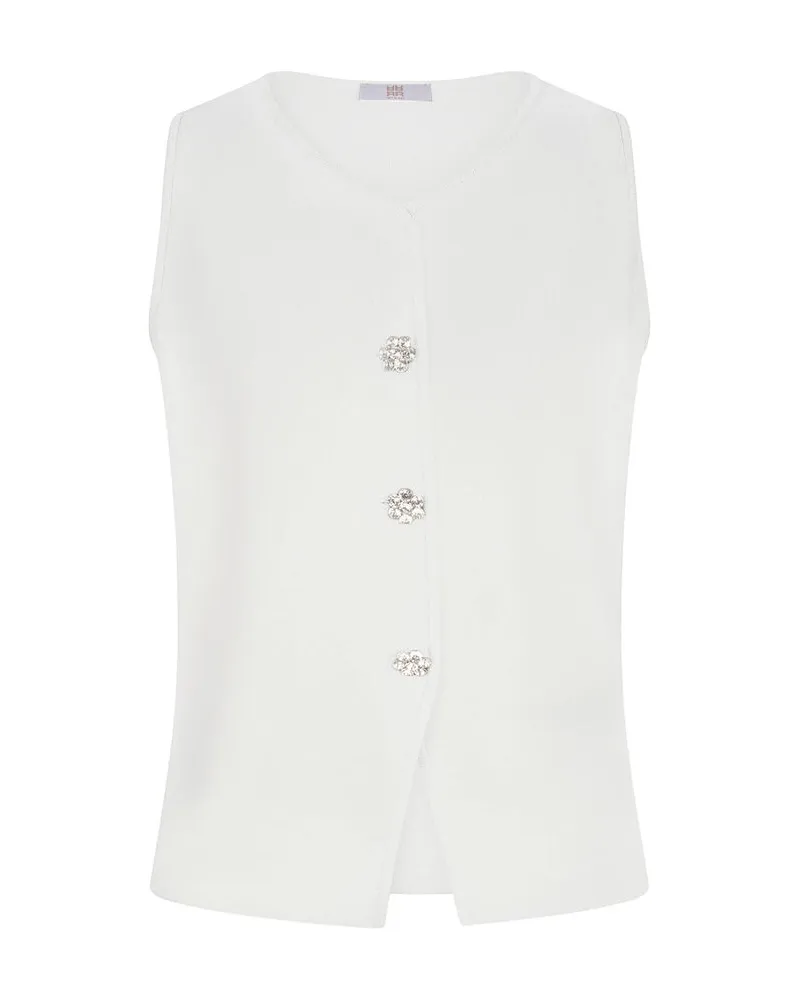 Riani Damen Strickweste mit Viskose Offwhite