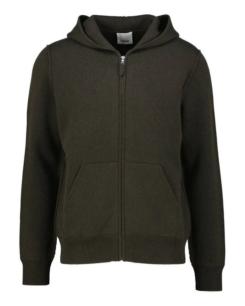 ALLUDE Herren Strickjacke aus Wolle und Kaschmir Oliv