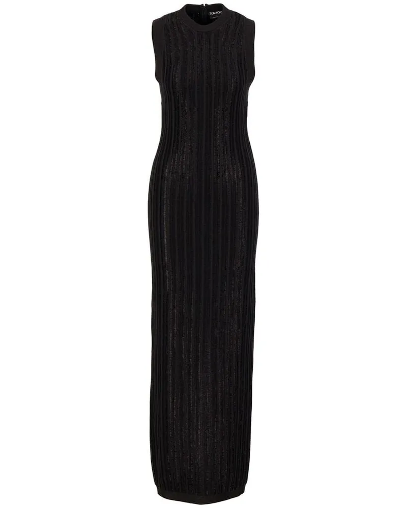 Tom Ford Damen Strickkleid CREWNECK LONG DRESS Schwarz