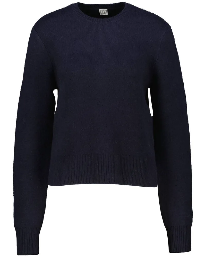 Totême Damen Strickpullover mit Kaschmir Cropped Fit Marine