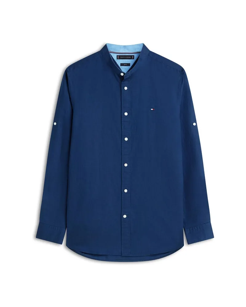 Tommy Hilfiger Herren Hemd aus Leinen-Baumwoll-Mix Navy