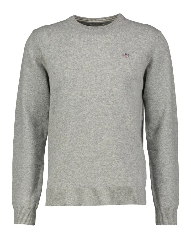 Gant Herren Strickpullover aus Lammwolle SUPERFINE LAMBSWOOL Grau