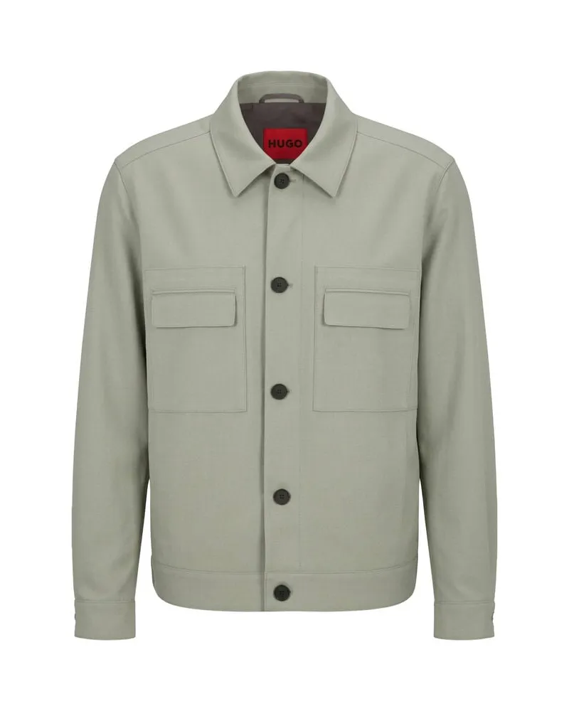 HUGO BOSS Herren Hemdjacke JULIANO243F1 Slim Fit Hellgrün